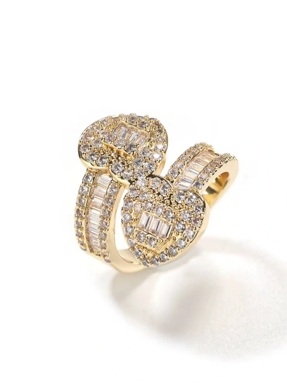Gold Heart-Accent Crystal Bangle Bracelet & Ring